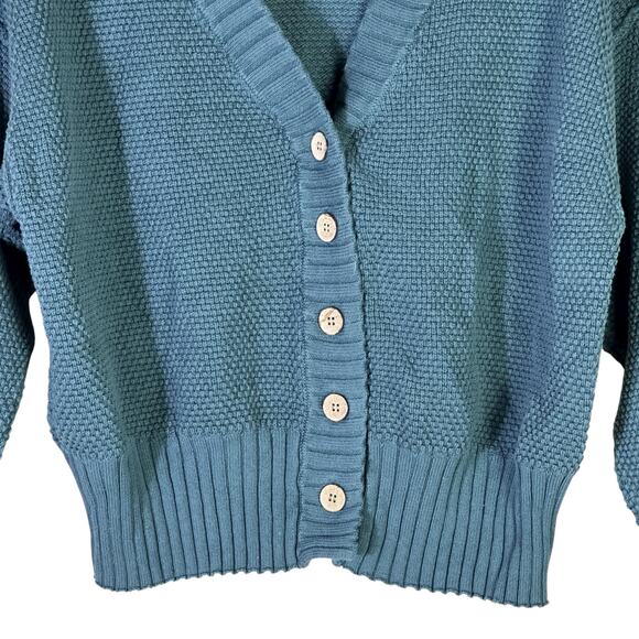 Free People Beach Hailee Cardigan Womens S Blue Knit Button Slouchy Coastal - Picture 4 of 7